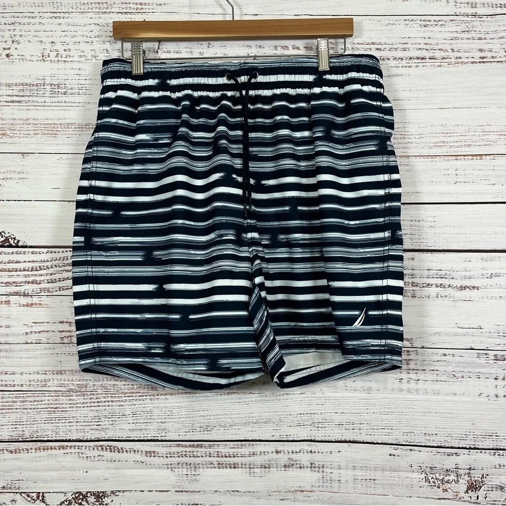 Nautica Blue Striped Lined Swim Shorts NWOT